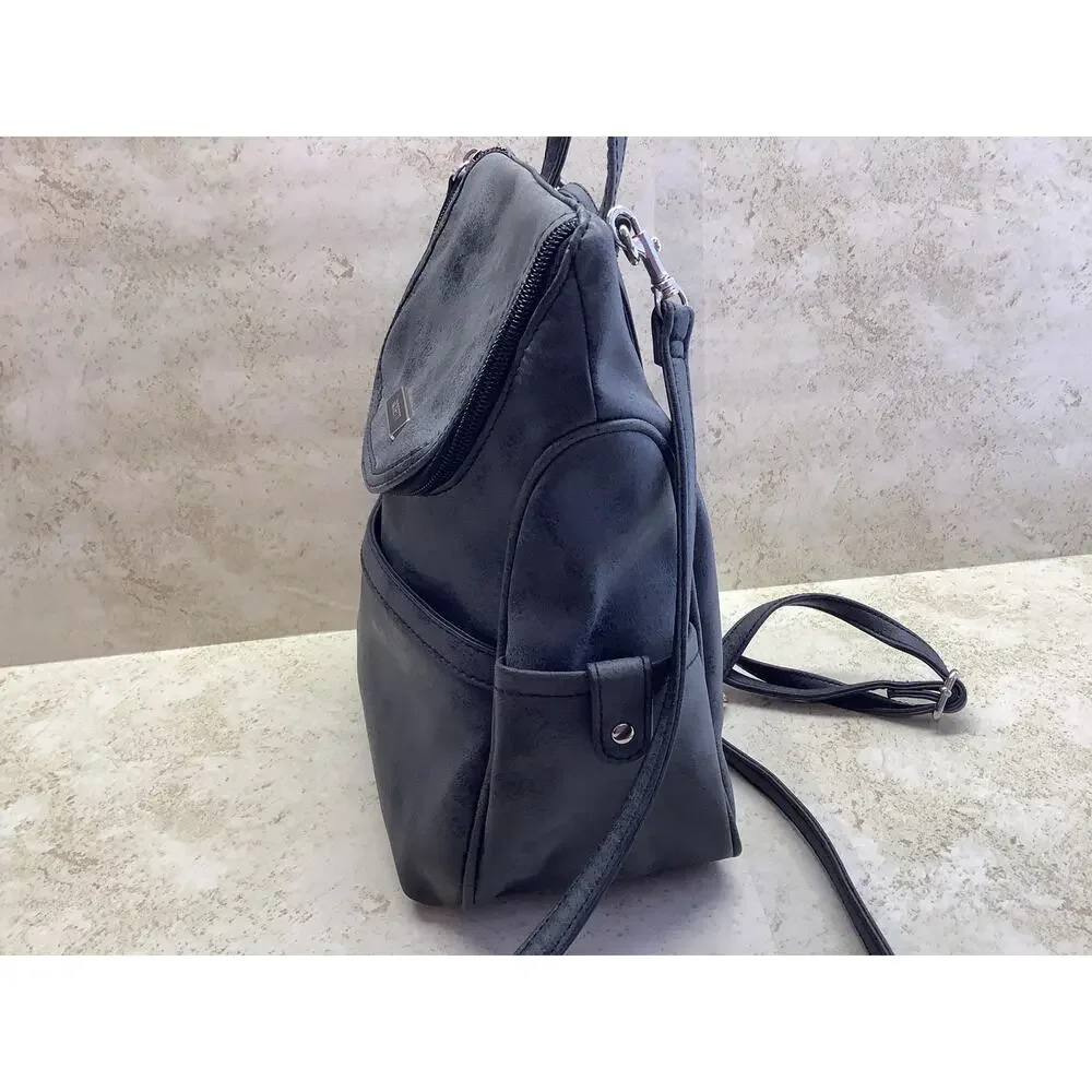 Charcoal Gray Rosetti Faux Leather Backpack - Pre-owned - Excellent Condition